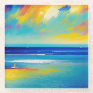 Posavasos De Vidrio Paisaje marino 10 “Atrapado en la arena”.