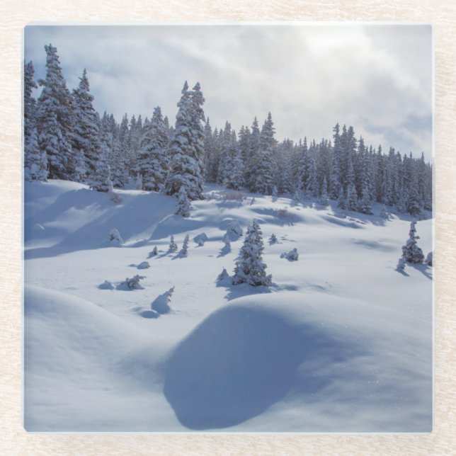 Posavasos De Vidrio Paisaje Nevado (Anverso)