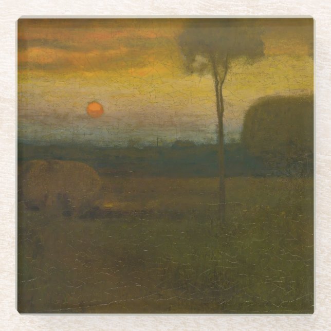 Posavasos De Vidrio Paisaje nocturno de George Inness (1889) (Anverso)