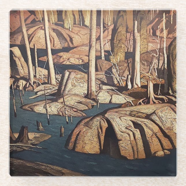 Posavasos De Vidrio Paisaje paisajístico en el fondo del agua por el c (Anverso)