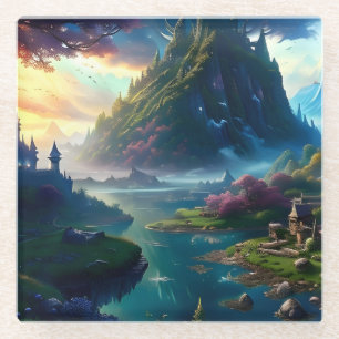 Posavasos De Vidrio Paisaje pintoresco Cuatro