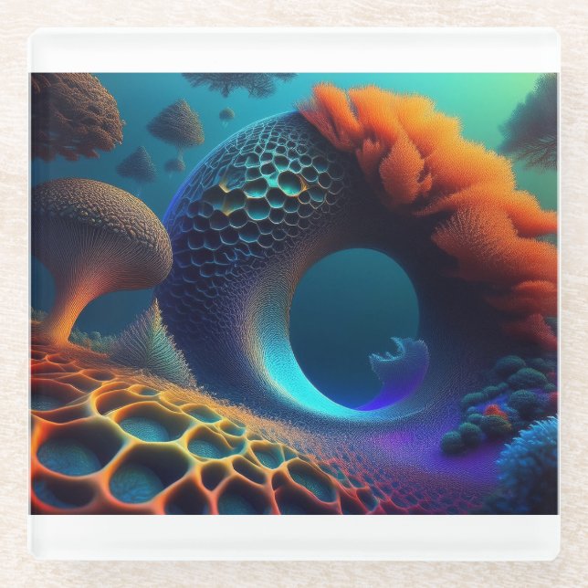 Posavasos De Vidrio Paisaje submarino (Anverso)