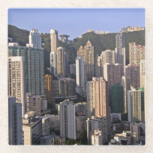 Posavasos De Vidrio Paisaje urbano de Hong Kong, China