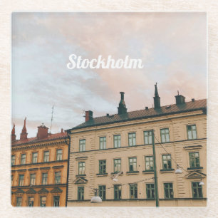 Posavasos De Vidrio Paisaje urbano de Södermalm en Estocolmo
