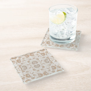 Posavasos De Vidrio Paisley en beige estética moderna Tan Brown
