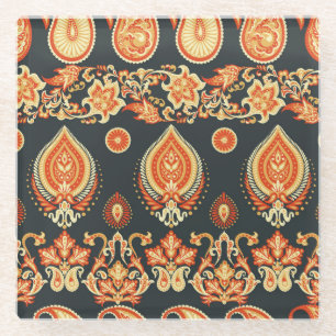 Posavasos De Vidrio Paisley Floral: La etnia oriental sin foco