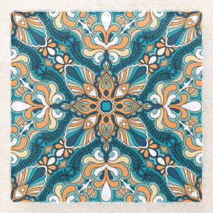 Posavasos De Vidrio Paisley kerchief vintage: impresión oriental.