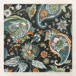 Posavasos De Vidrio Paisley oriental: motivos tradicionales turcos.