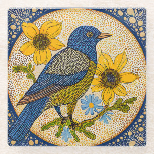 Posavasos De Vidrio Pájaro colorido 