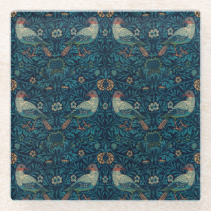 Posavasos De Vidrio Pájaros Florales Vintage de William Morris