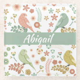 Posavasos De Vidrio Pájaros y ramas destartalados personalizados