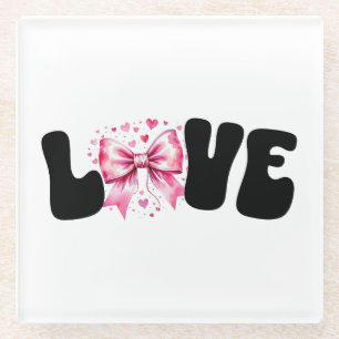 Posavasos De Vidrio Palabra de amor de lazo coqueta