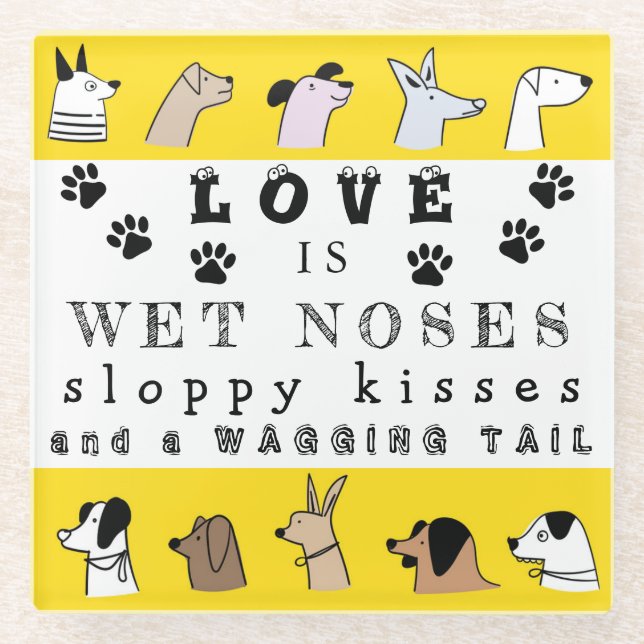 Posavasos De Vidrio Palabras cómicas Perro y propietario de Mascotas (Anverso)