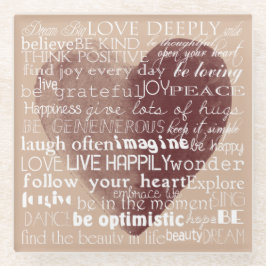 Posavasos De Vidrio Palabras inspiradoras Acuarela Corazón