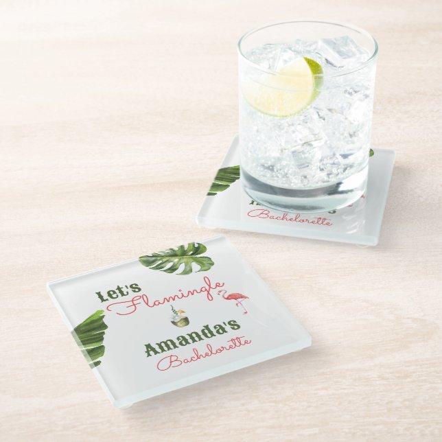 Posavasos De Vidrio Palm Springs Last Flamingle Bachelorette Party (Angular)