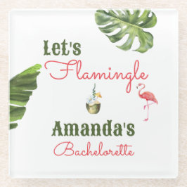 Posavasos De Vidrio Palm Springs Last Flamingle Bachelorette Party