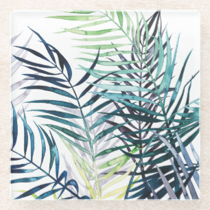 Posavasos De Vidrio Palmas crepusculares - hojas tropicales