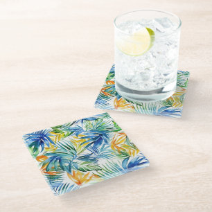 Posavasos De Vidrio Palmas tropicales de montaña de vidrio