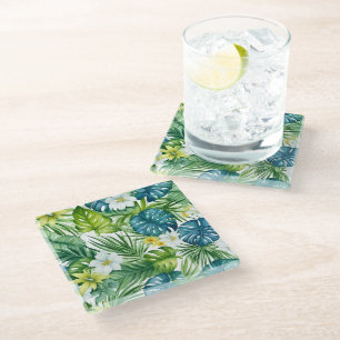 Posavasos De Vidrio Palmas tropicales de montaña de vidrio