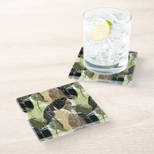 Posavasos De Vidrio Palmas tropicales de montaña de vidrio