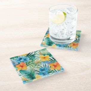 Posavasos De Vidrio Palmas tropicales de montaña de vidrio