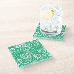 Posavasos De Vidrio Palmas tropicales de montaña de vidrio