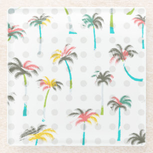 Posavasos De Vidrio Palmeras 2 de la acuarela