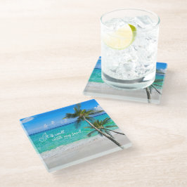 Posavasos De Vidrio Palmeras Tropicales De Playa Inspiradoras Es Muy T