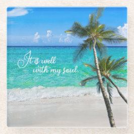 Posavasos De Vidrio Palmeras Tropicales De Playa Inspiradoras Es Muy T