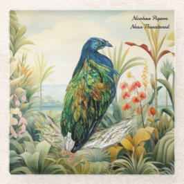 Posavasos De Vidrio Paloma de Nicobar Pintada A Mano Dramática