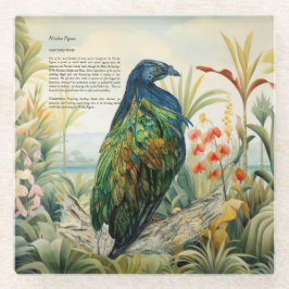 Posavasos De Vidrio Paloma de Nicobar Pintada A Mano Dramática