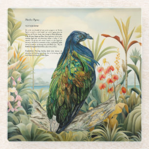 Posavasos De Vidrio Paloma de Nicobar Pintada A Mano Dramática