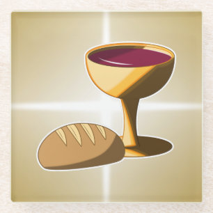 Posavasos De Vidrio Pan y vino La última comunión de Pascua de la cena