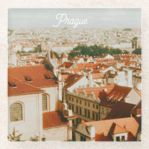Posavasos De Vidrio Panorama urbano de Praga como recuerdo