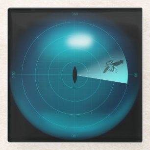 Posavasos De Vidrio Pantalla Sonar Kraken Giant Squid Nautical