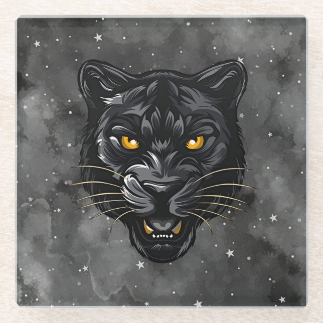 Posavasos De Vidrio Pantera Negra (Anverso)