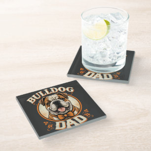 Posavasos De Vidrio papá bulldog – día del padre vintage bulldog adora