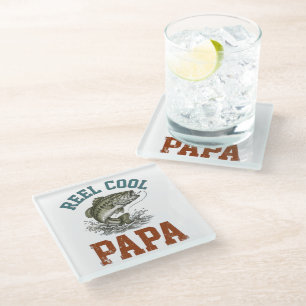 Posavasos De Vidrio Papa Genial de Pesca Día del Padre
