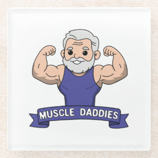 Posavasos De Vidrio Papá Musculoso Kawaii Adorable con Barba