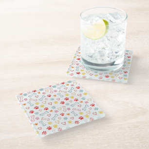 Posavasos De Vidrio Papas, corazones y huesos coloridos