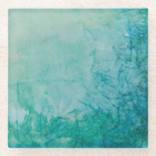 Posavasos De Vidrio Papel con el extracto azul, verde, y negro de la