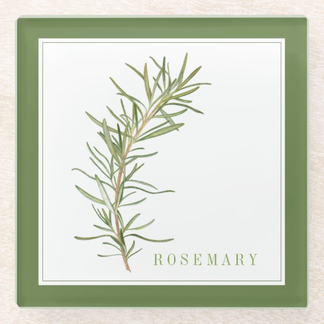 Posavasos De Vidrio Papel de bebida de vidrio ROSEMARY FRESCO (+texto) (Anverso)