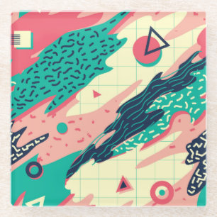 Posavasos De Vidrio Papel de escritorio geométrico Retro Trendy Memphi