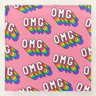 Posavasos De Vidrio Papel de escritorio Quirky OMG Pink Comic