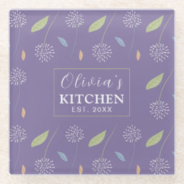 Posavasos De Vidrio Papel de fondo floral encantador y personalizado