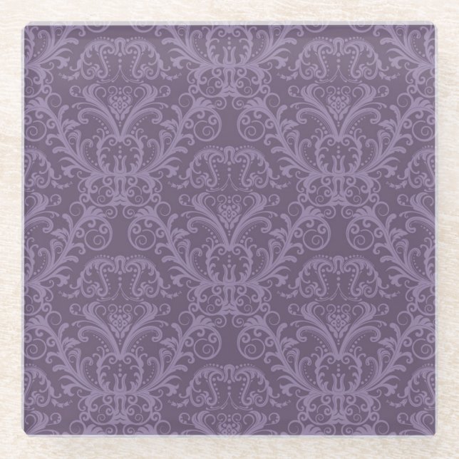 Posavasos De Vidrio Papel morado floral 2 (Anverso)