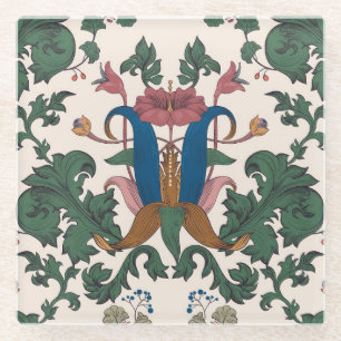 Posavasos De Vidrio Papel mural de renacimiento floral vintage.