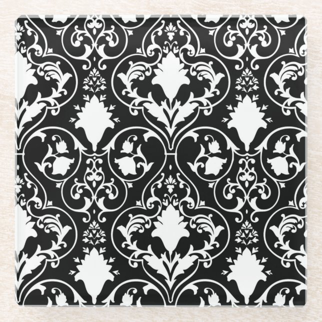 Posavasos De Vidrio Papel pintado antiguo 2 de la voluta (Anverso)