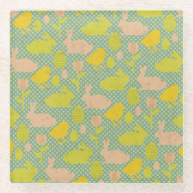 Posavasos De Vidrio Papel pintado de Pascua (Anverso)