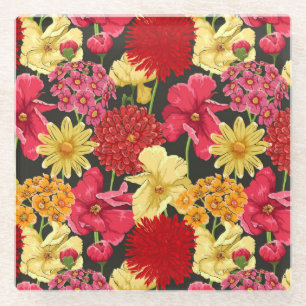 Posavasos De Vidrio Papel pintado floral en estilo de la acuarela